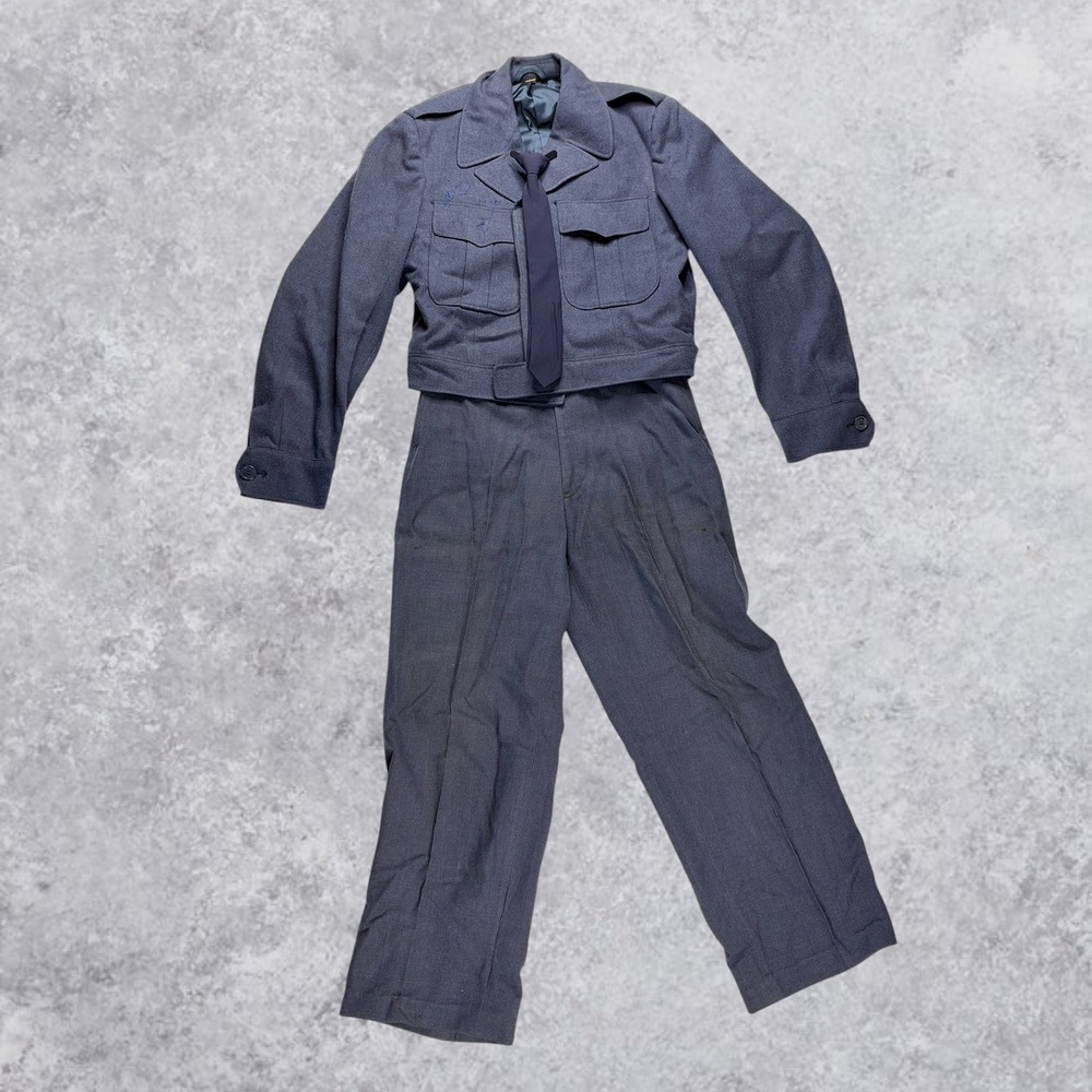 Vintage 1949 US Air Force Wool Uniform Set 38R 28x29 Ike Jacket Trousers Tie